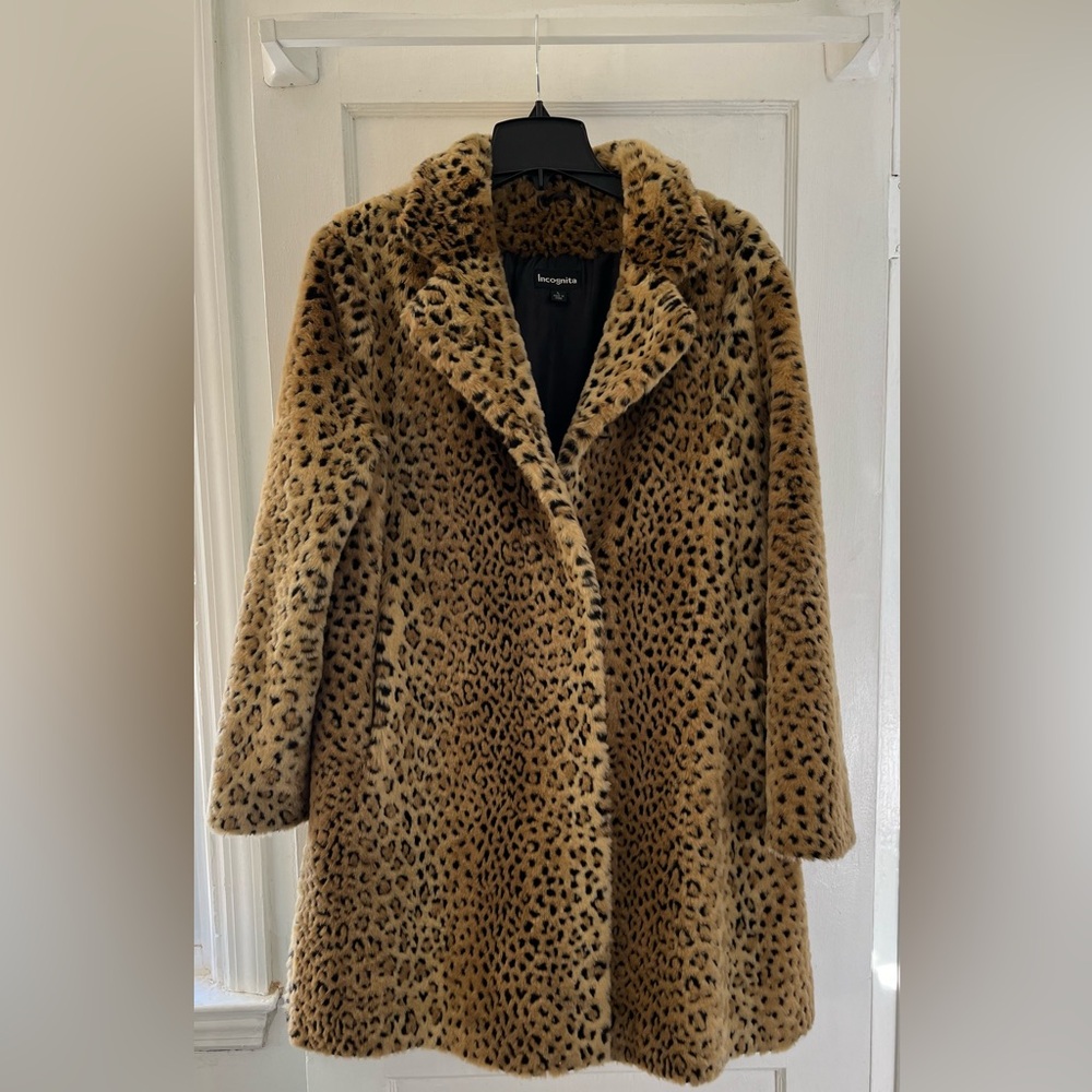 Faux Leopard Print Coat